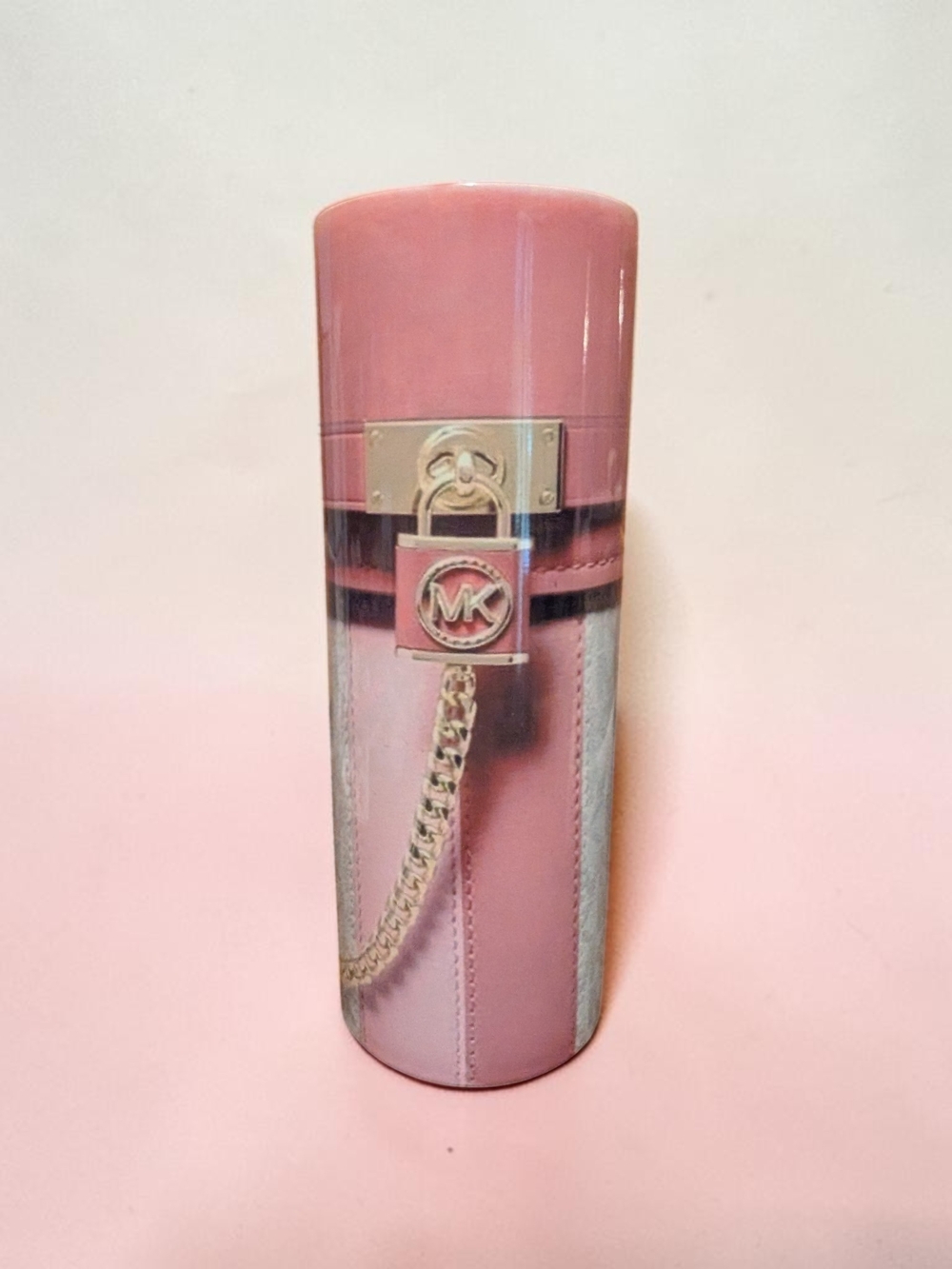 Michael Kors Pink Gold-Tone MK Lock Travel Tumbler